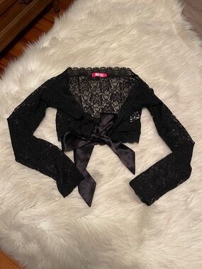 Jfashion gyaru gal brand MA*RS vintage sheer black floral crop cardigan